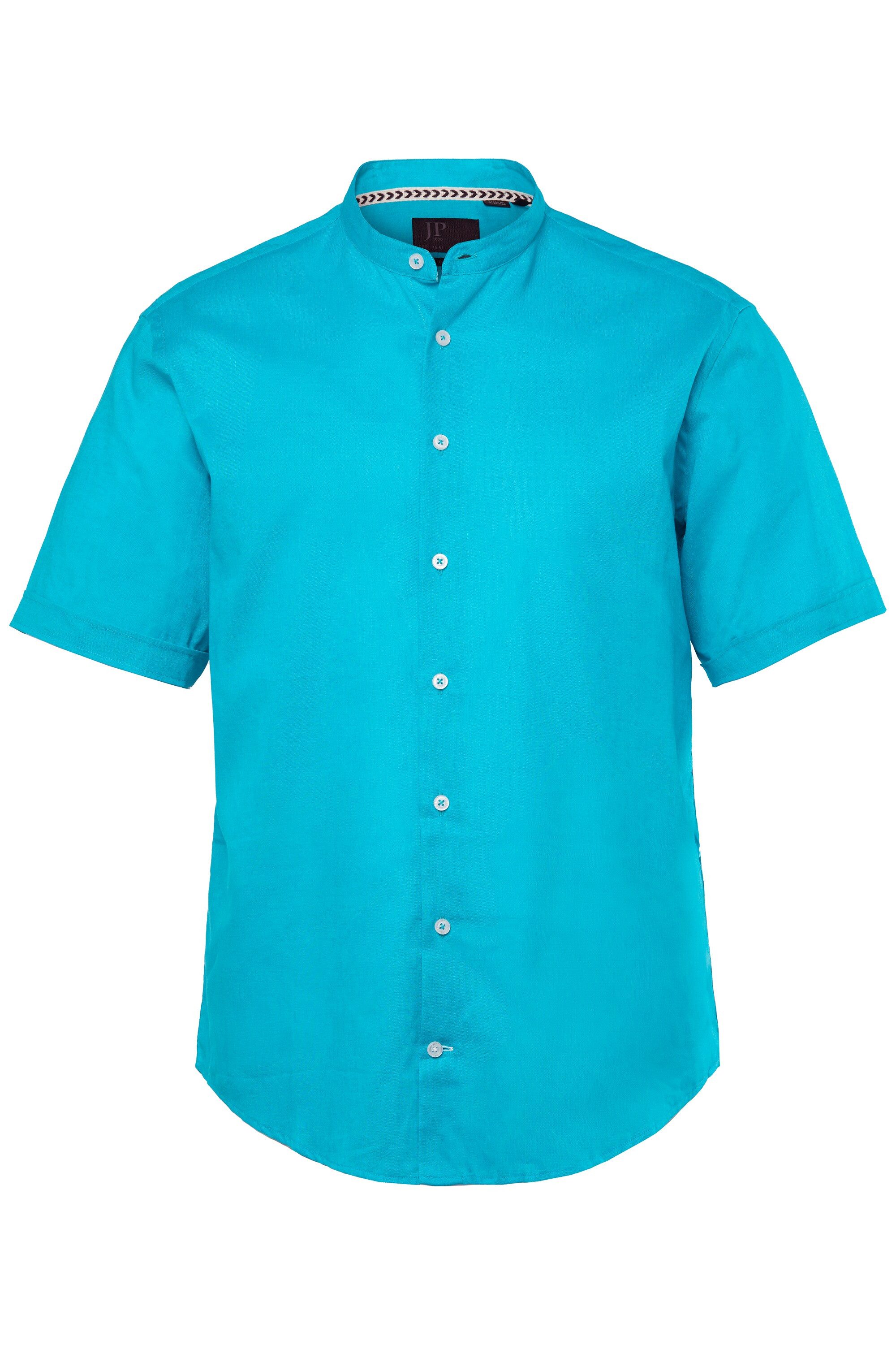 JP1880 Kurzarmhemd Hemd Halbarm Leinenmix Stehkragen Modern Fit – Bild 2 von 3