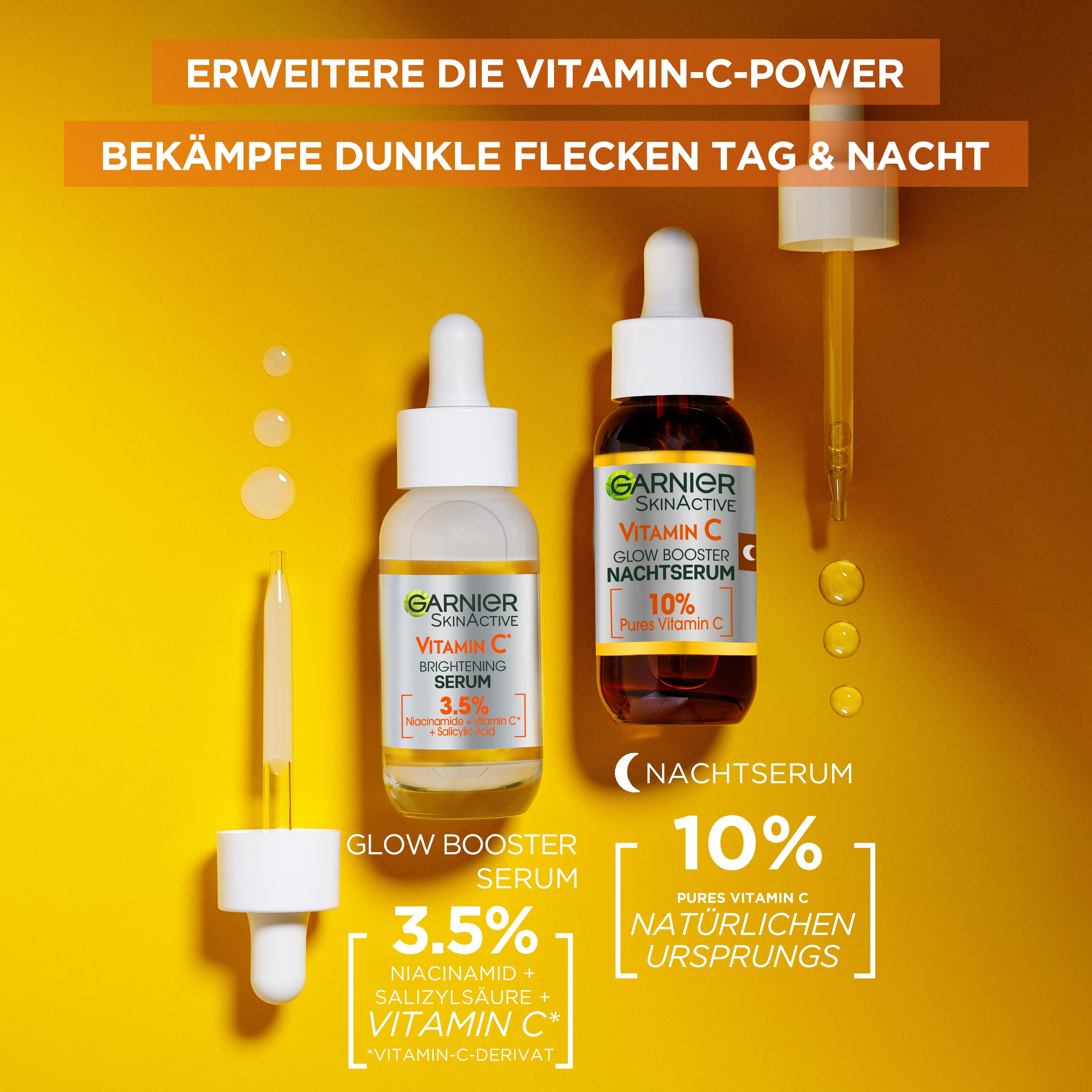 GARNIER Gesichtsserum Vitamin C Glow Booster Serum Duo Set, 2-tlg., effektivere Hautregeneration, für mehr Glow