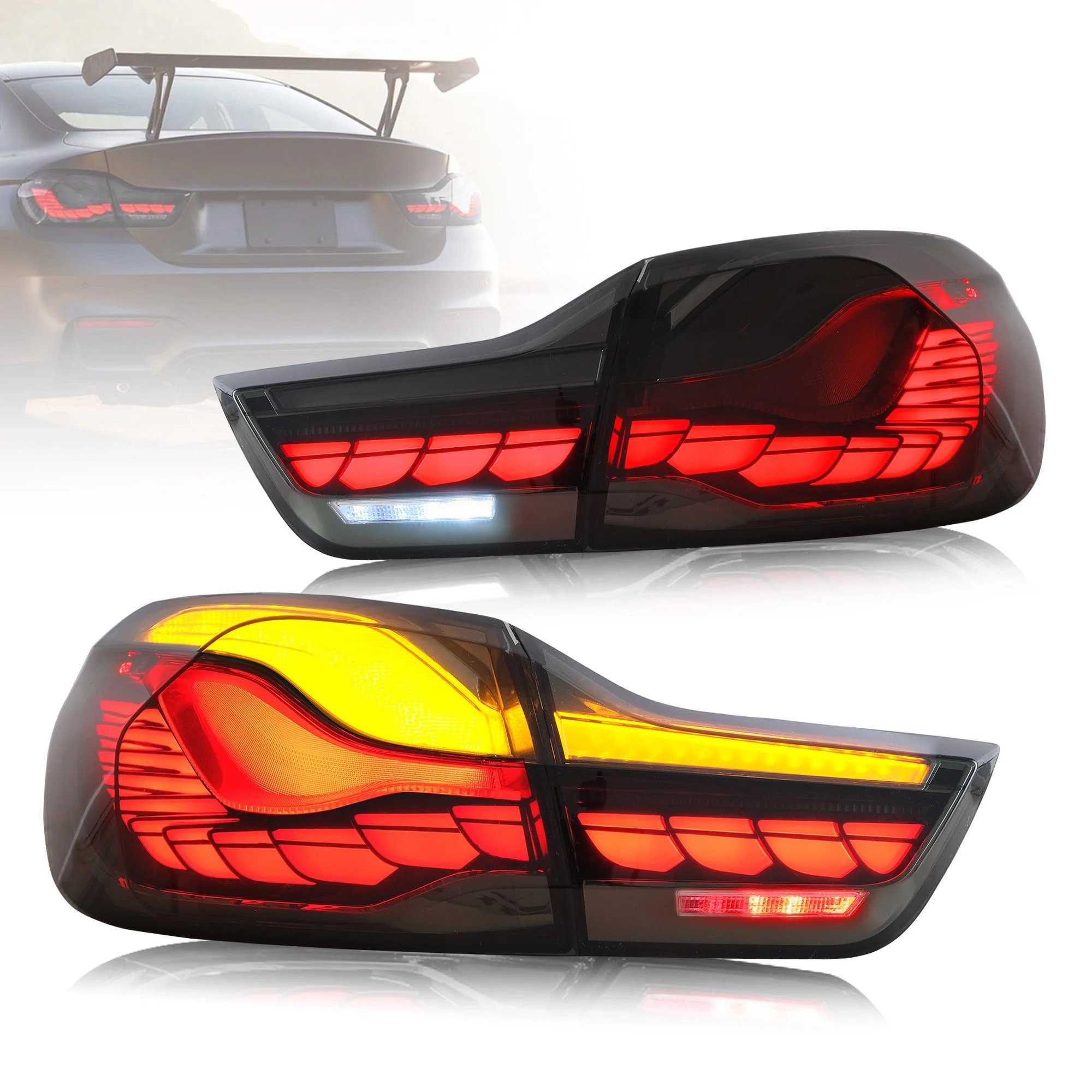 LLCTOOLS Rückleuchte Voll LED Rückleuchten für BMW F32 F33 F36 F82 Bj. 2013- rot OLED, LED, LED fest integriert smoke | Autolampen