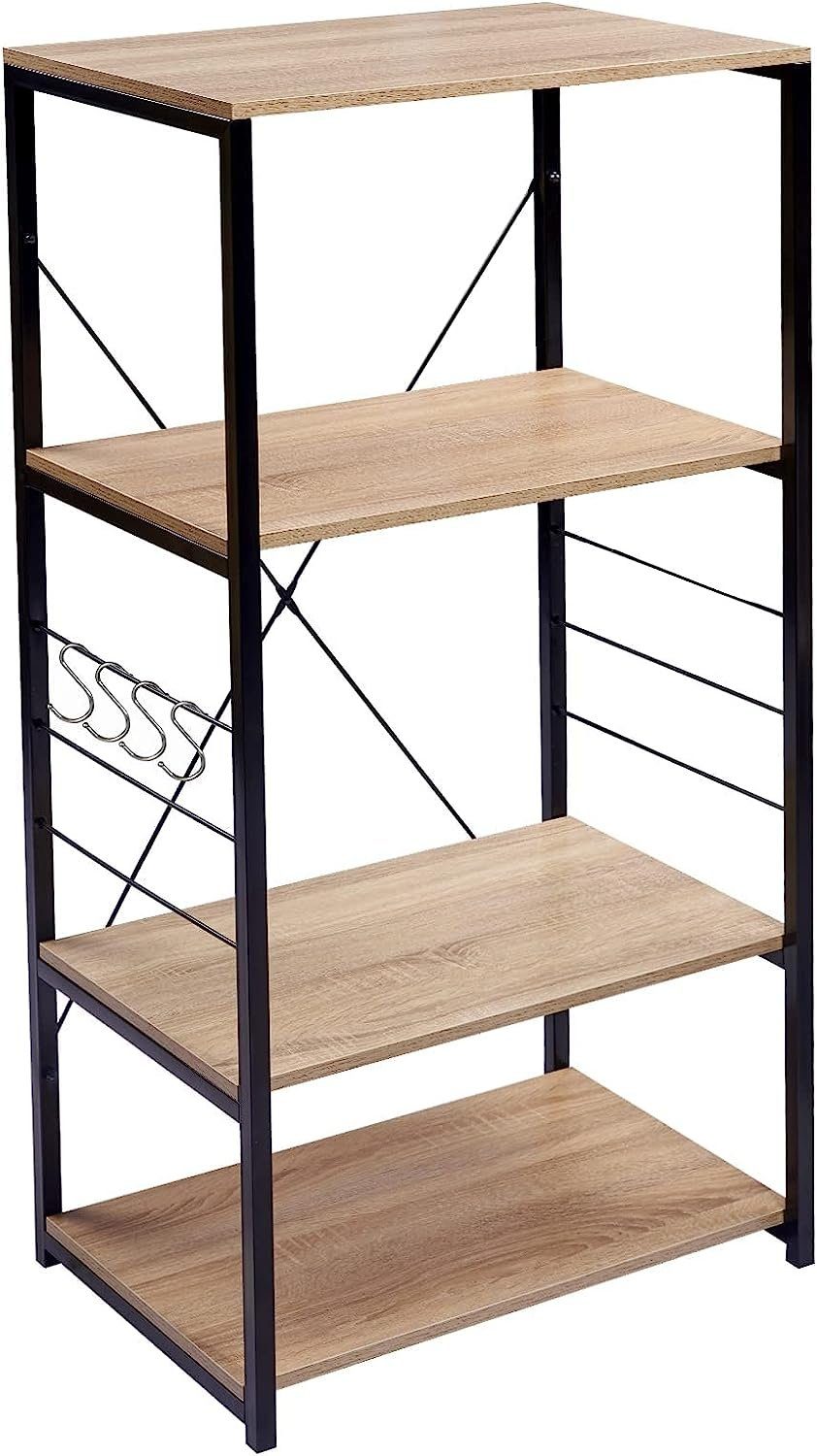 Woltu Küchenregal, 1-tlg., Standregal aus Holz und Stahl, mit 4 Ablagen günstig online kaufen