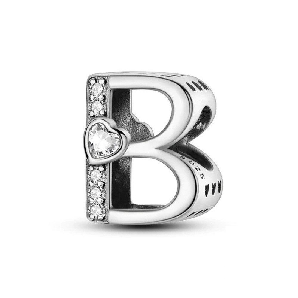 PANDACHARMS Charm Buchstabe Alphabet A-Z Block Buchstabe für Charm Armband, 925 Silber, Zirkonia – Bild 3 von 3