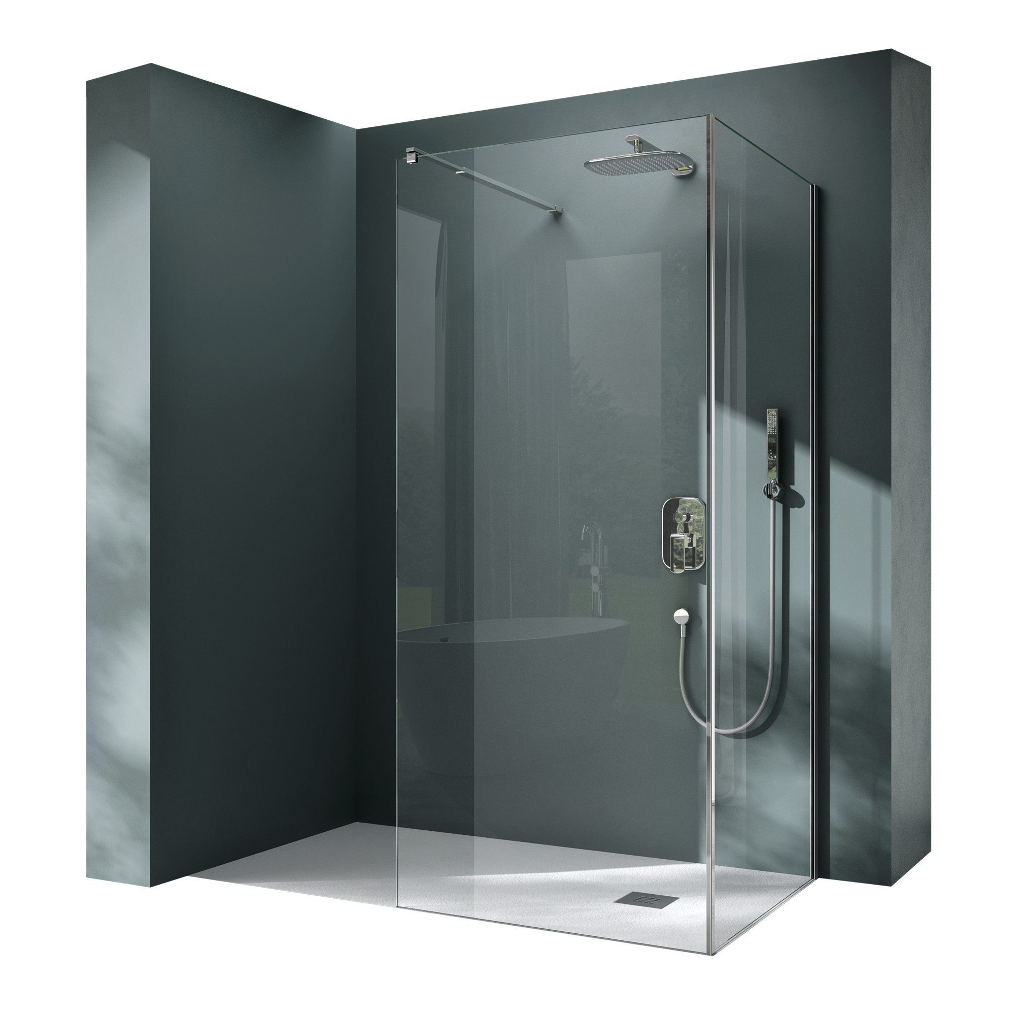 Duschwand Duschabtrennung Walk-In Dusche 8mm ESG mit Nano Bremen01K-L