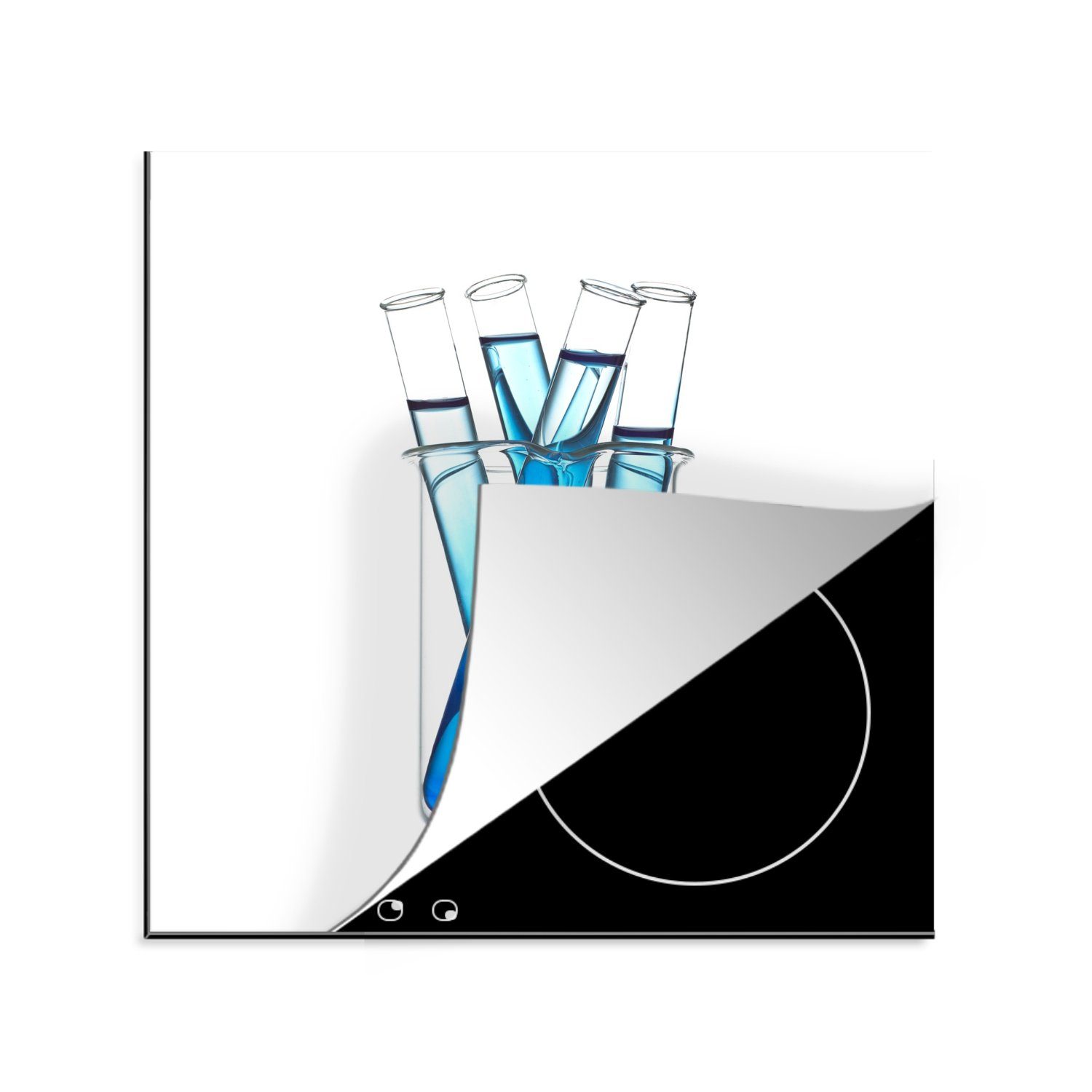 MuchoWow Herdblende-/Abdeckplatte Reagenzgläser, Vinyl, (1 tlg), 78x78 cm, Ceranfeldabdeckung, Arbeitsplatte für küche