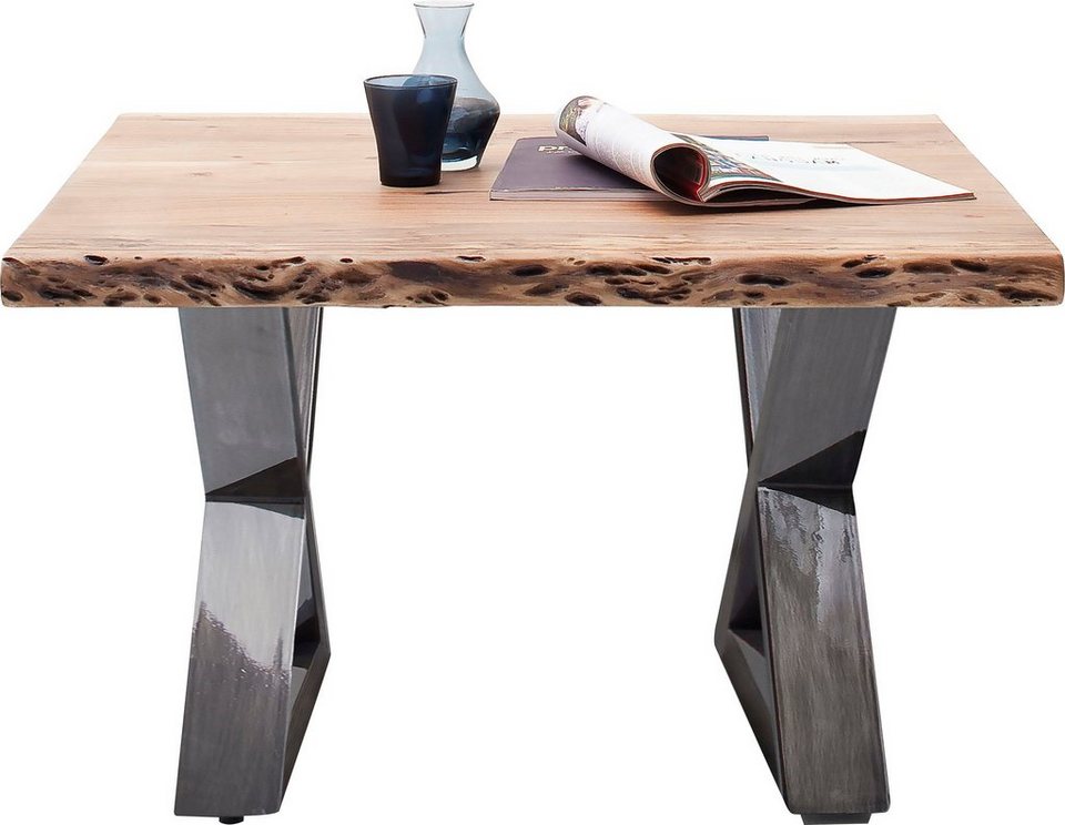 MCA furniture Couchtisch Cartagena, Couchtisch Massivholz mit Baumkante und  natürlichen Rissen und Löchern, Charakter starker Tisch, jeder Tisch ein  Unikat