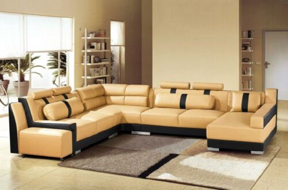 Ecksofa U JVmoebel Sofa Garnitur Wohnlandschaft Ecksofa, Gelb Couch Design Polster Form