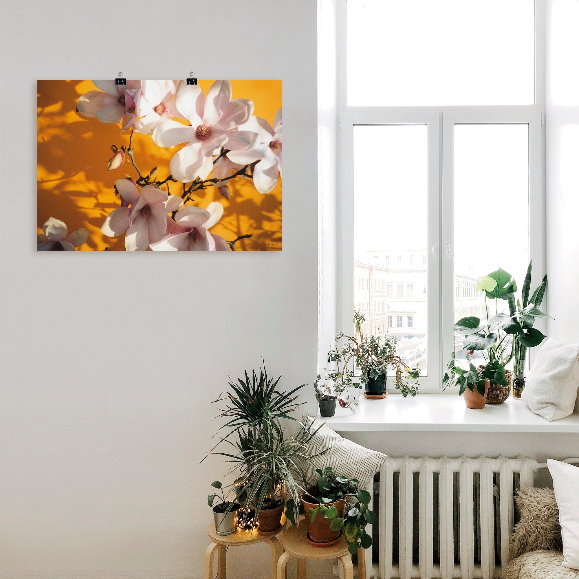 Artland Wandbild Fotokollage Magnolie, Blumen (1 oder Poster in Wandaufkleber als Größen Alubild, Leinwandbild, versch. St)