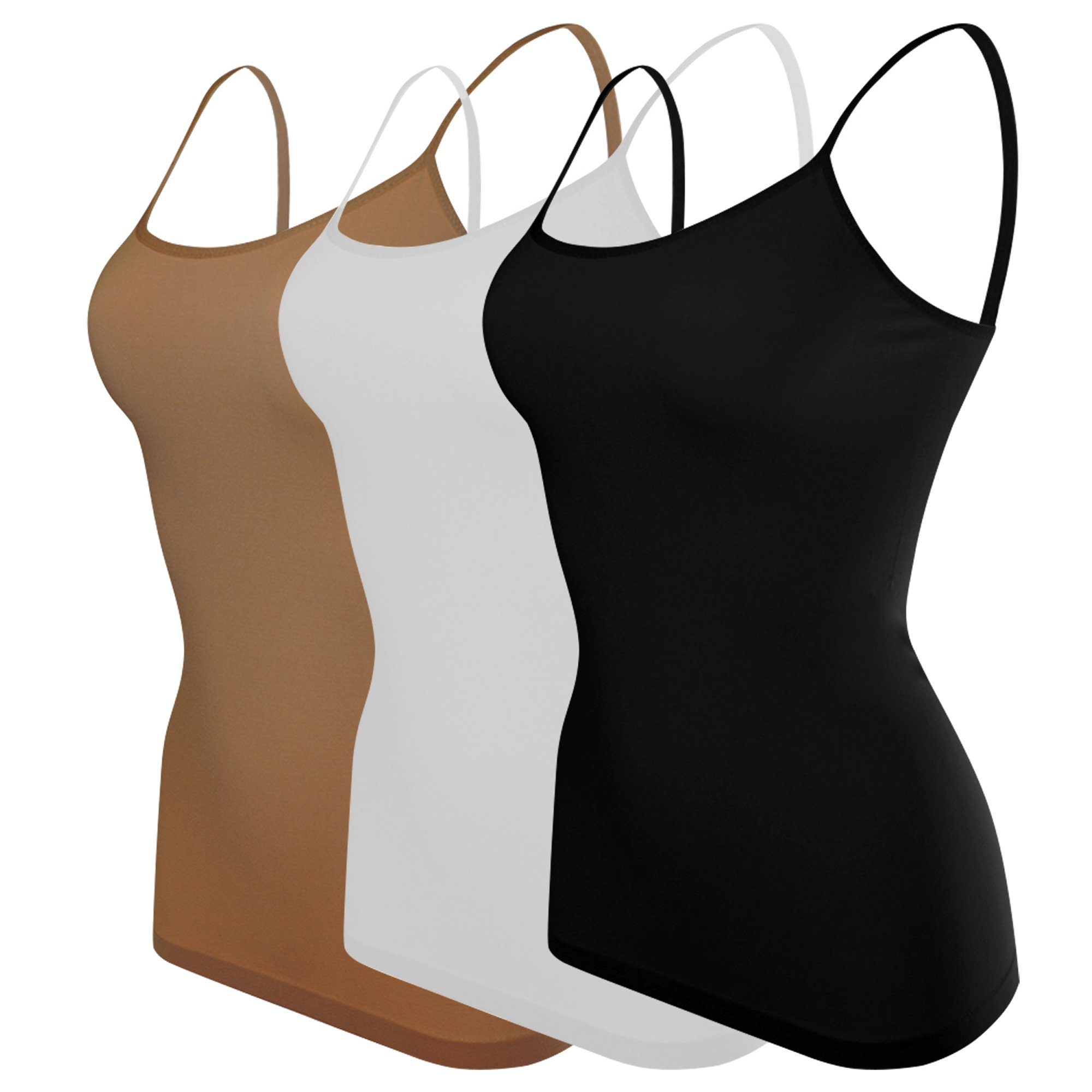 Libella Tanktop 3919 (2/3/4er-Pack, 3er-Pack) Spaghetti Basic Tank Top aus Baumwolle 3912-Schwarz/Beige/Weiß