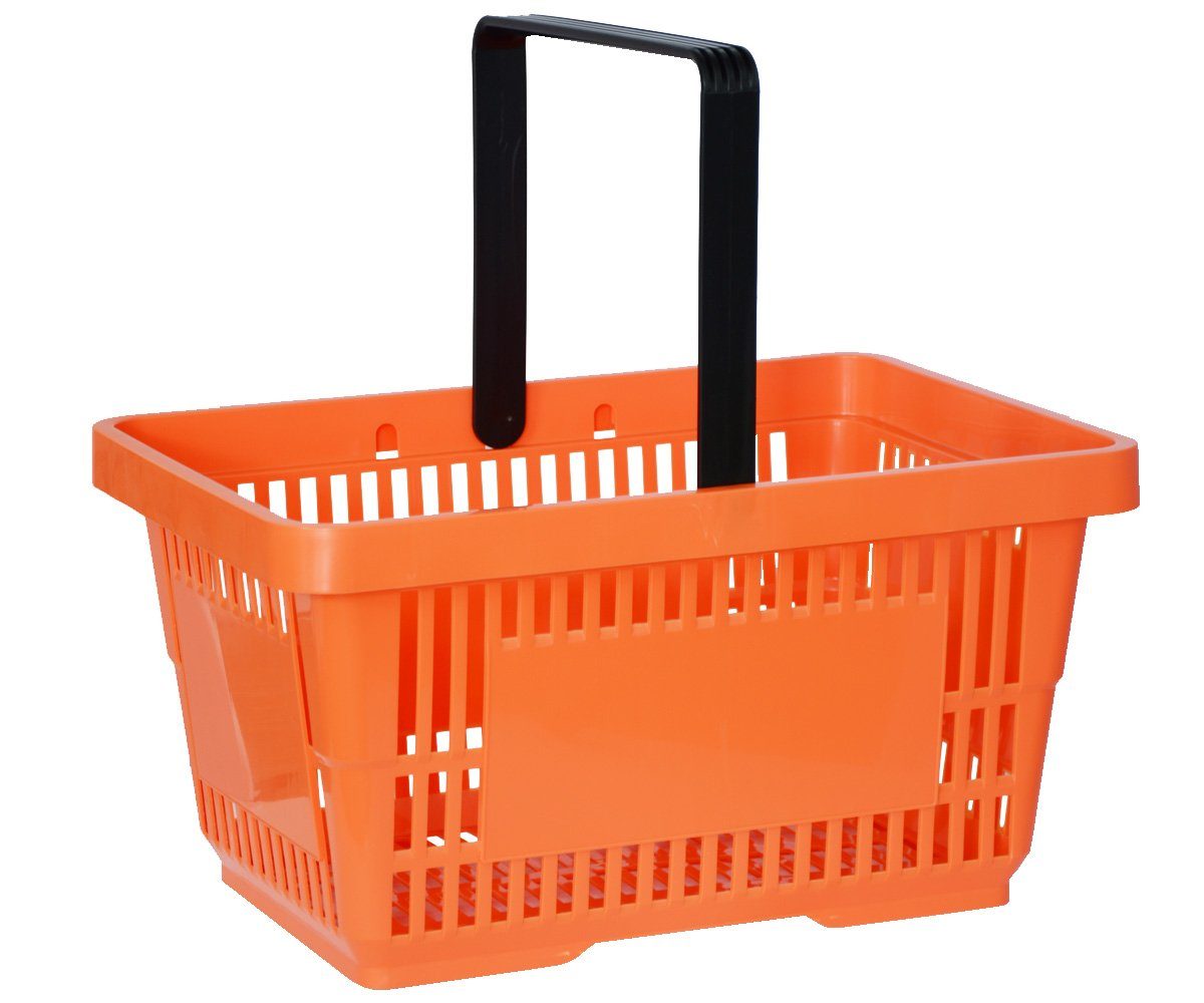 Systafex® Einkaufskorb 22L Einkaufskorb in Orange Komfortgriff – Stabil bis 30kg, Stapelbar, 22 l, Robust, Komfortgriff, Trendig