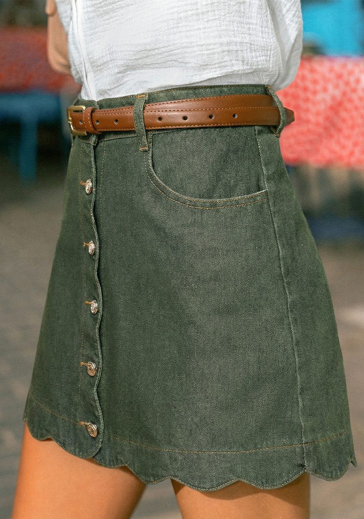 Cupshe Maxirock Jeansrock mit Knopfleiste und A-Linie – Bild 3 von 4
