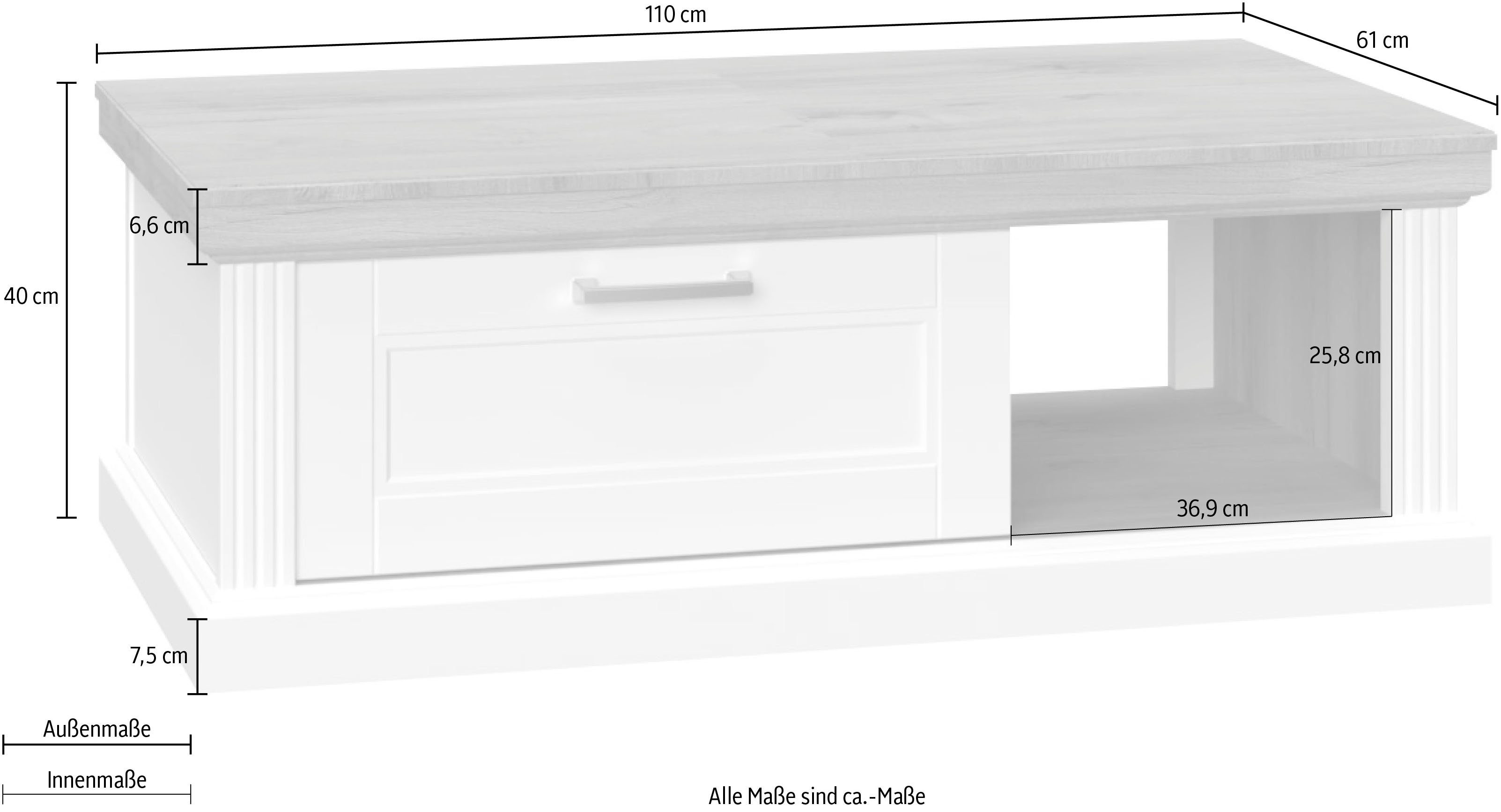 OTTO home Couchtisch Tara (H/B/T): 40/110/61cm), lackiert mit wasserbasiertem UV-Lack, mit Soft-Close-Funktion