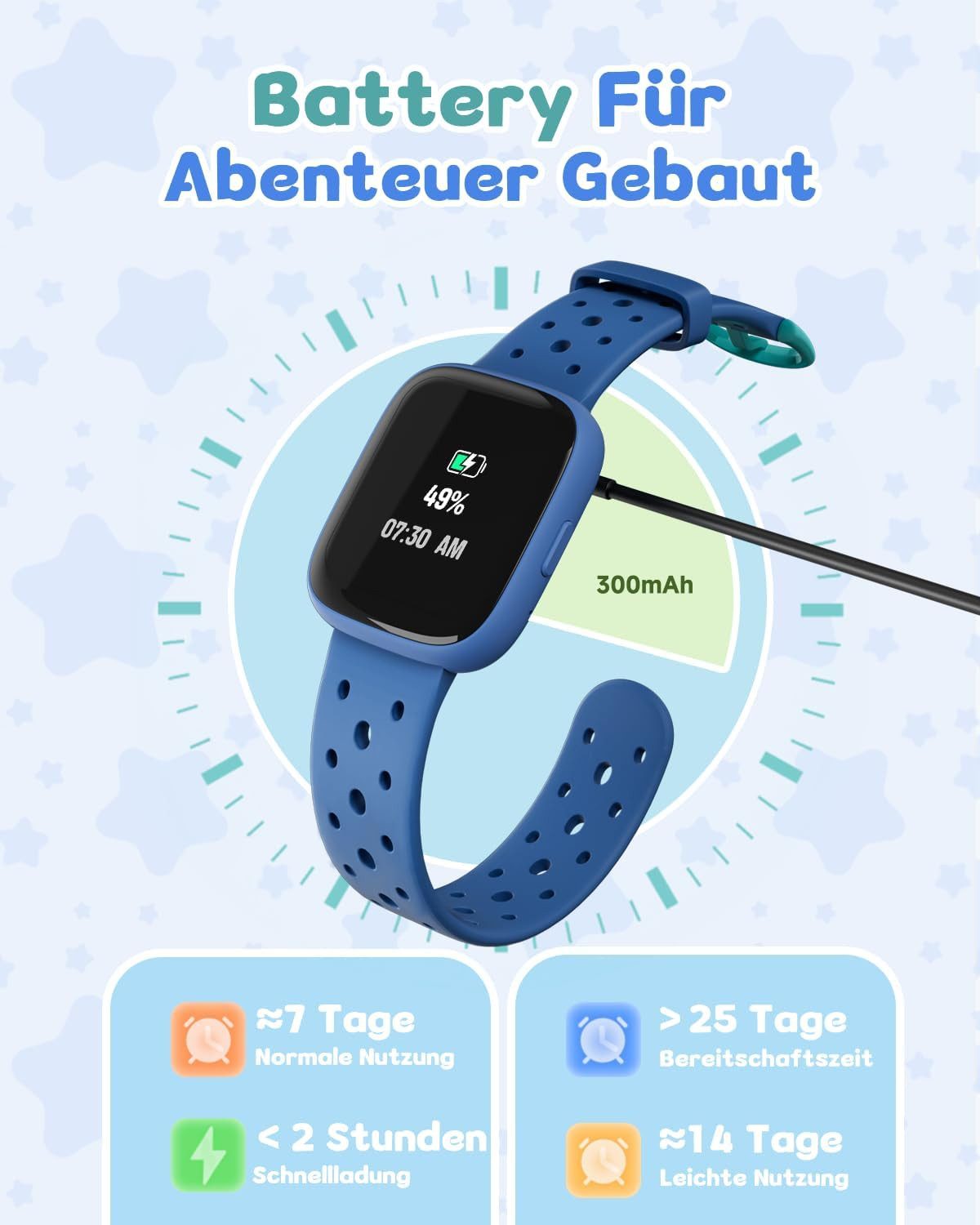 TICTIKY BW02 Smartwatch (4,6 cm, android ios), Kinder Smartwatch mit 1.83" HD Display, Sportmodi