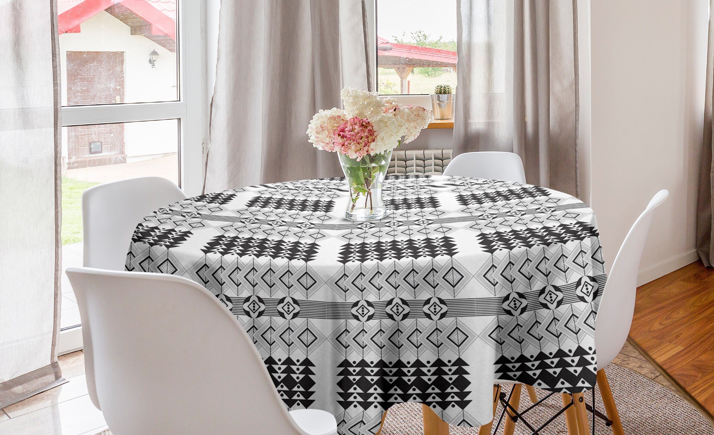 Dekoration, Geometrische Abstrakt Abakuhaus Küche Tischdecke Esszimmer Kreis für monochrome Tischdecke Abdeckung