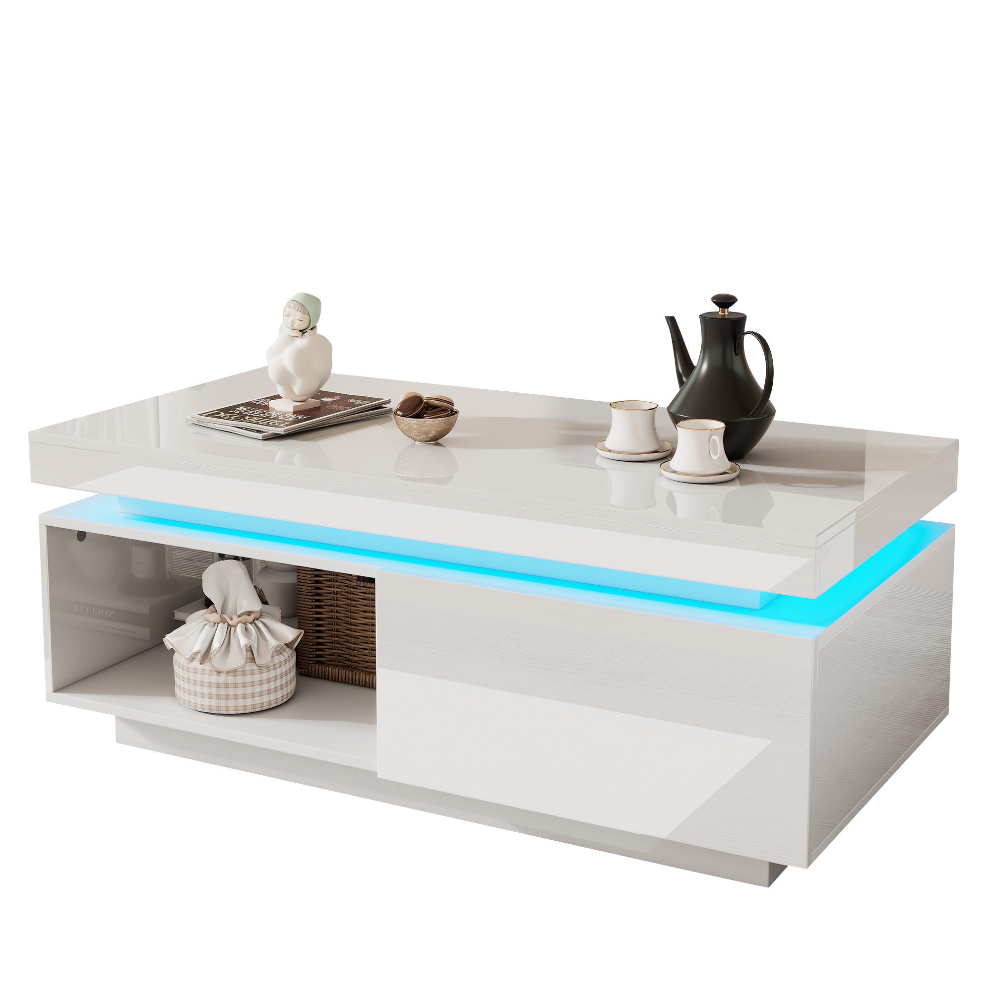 HAUSS SPOLE Couchtisch Hochglanz-Couchtisch mit LED-Beleuchtung, günstig online kaufen