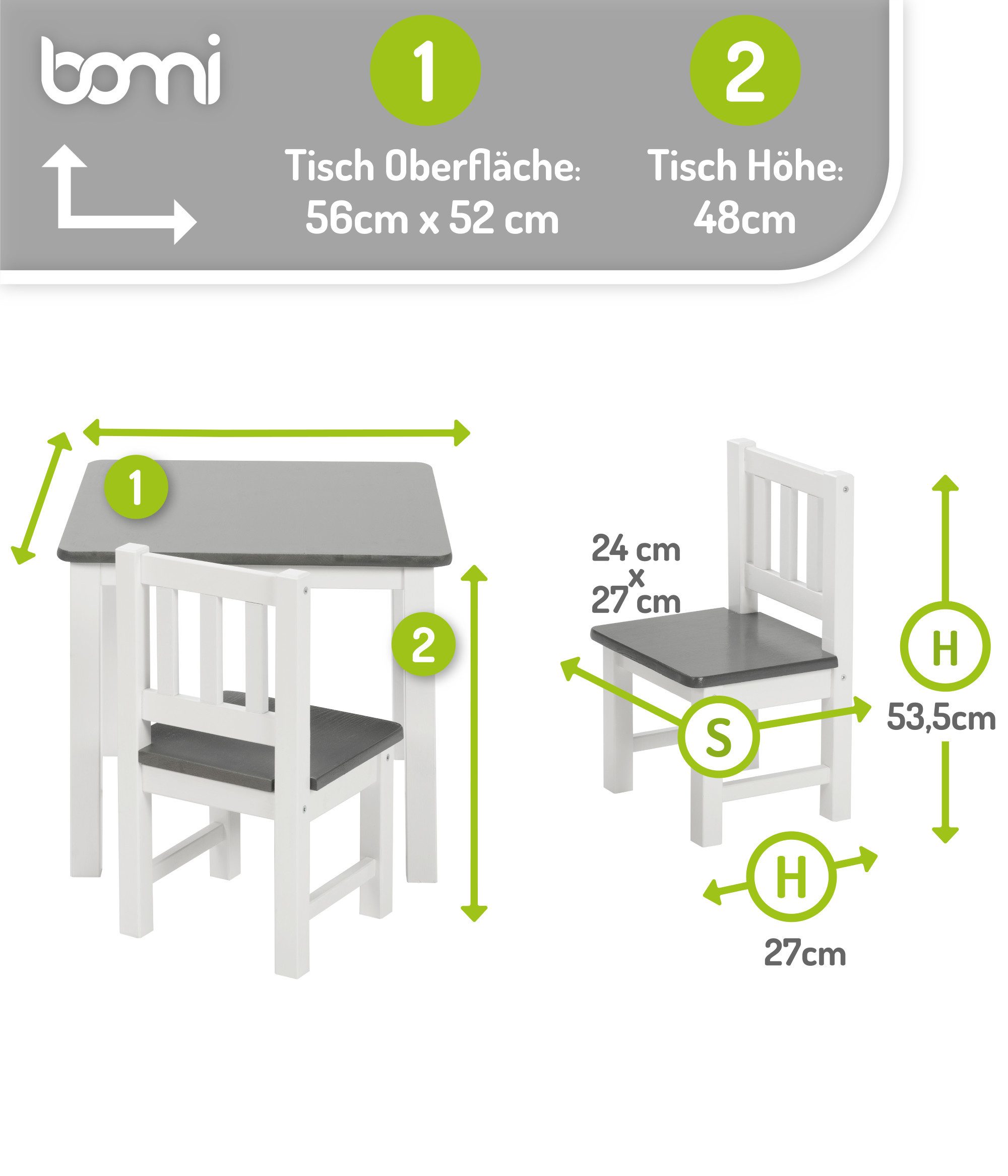 BOMI Kindersitzgruppe Holzsitzgruppe Amy, (Set, 5-tlg., oder 5 tlg. erhältl günstig online kaufen