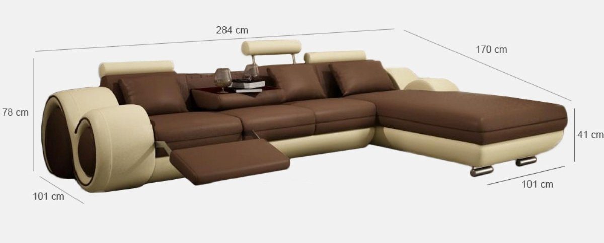 JVmoebel Ecksofa, Sofa Leder Patentiertes Couch Ecksofa Design Polster Ecke