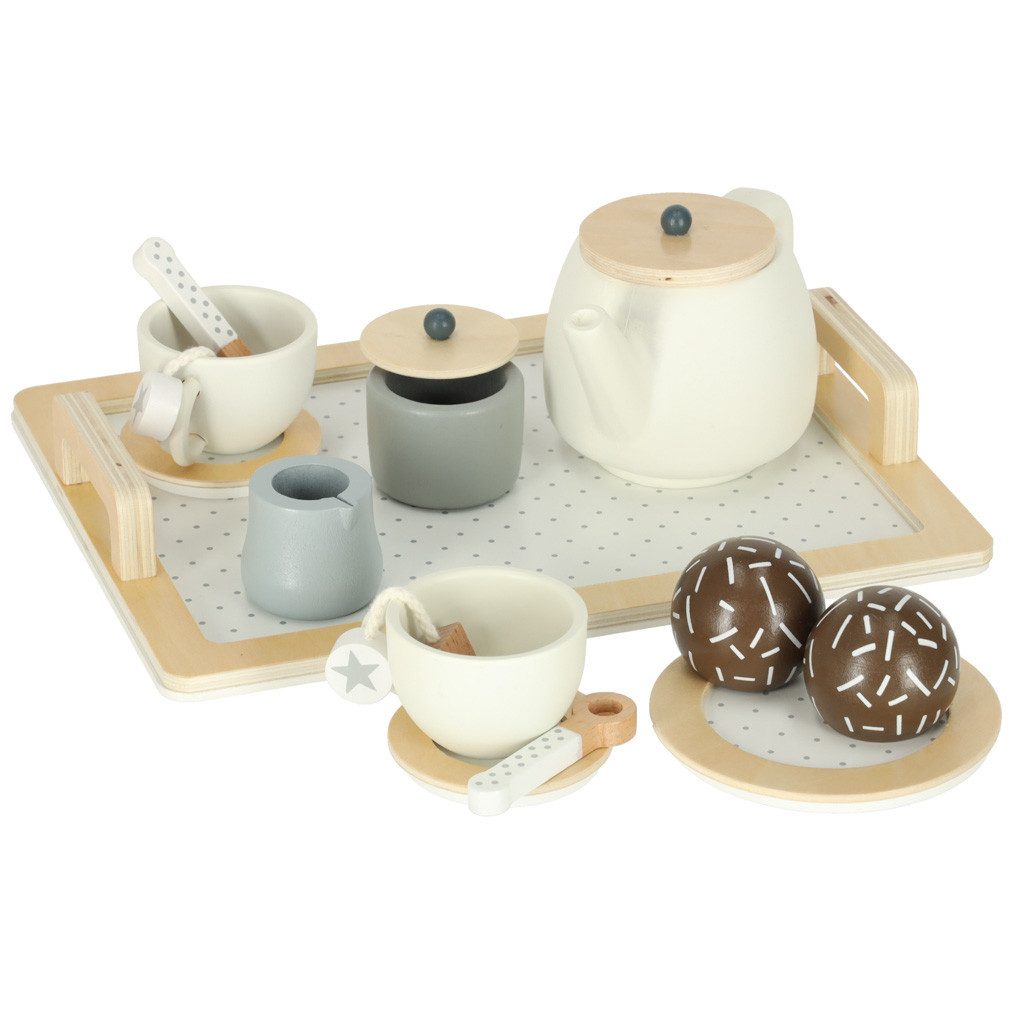 Ikonka Spielküche Holz-Teeservice Kinder Rollenspiel Set, Montessori Stil, günstig online kaufen