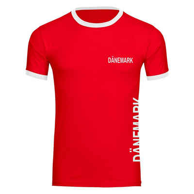 multifanshop T-Shirt Kontrast Dänemark - Brust & Seite - Männer