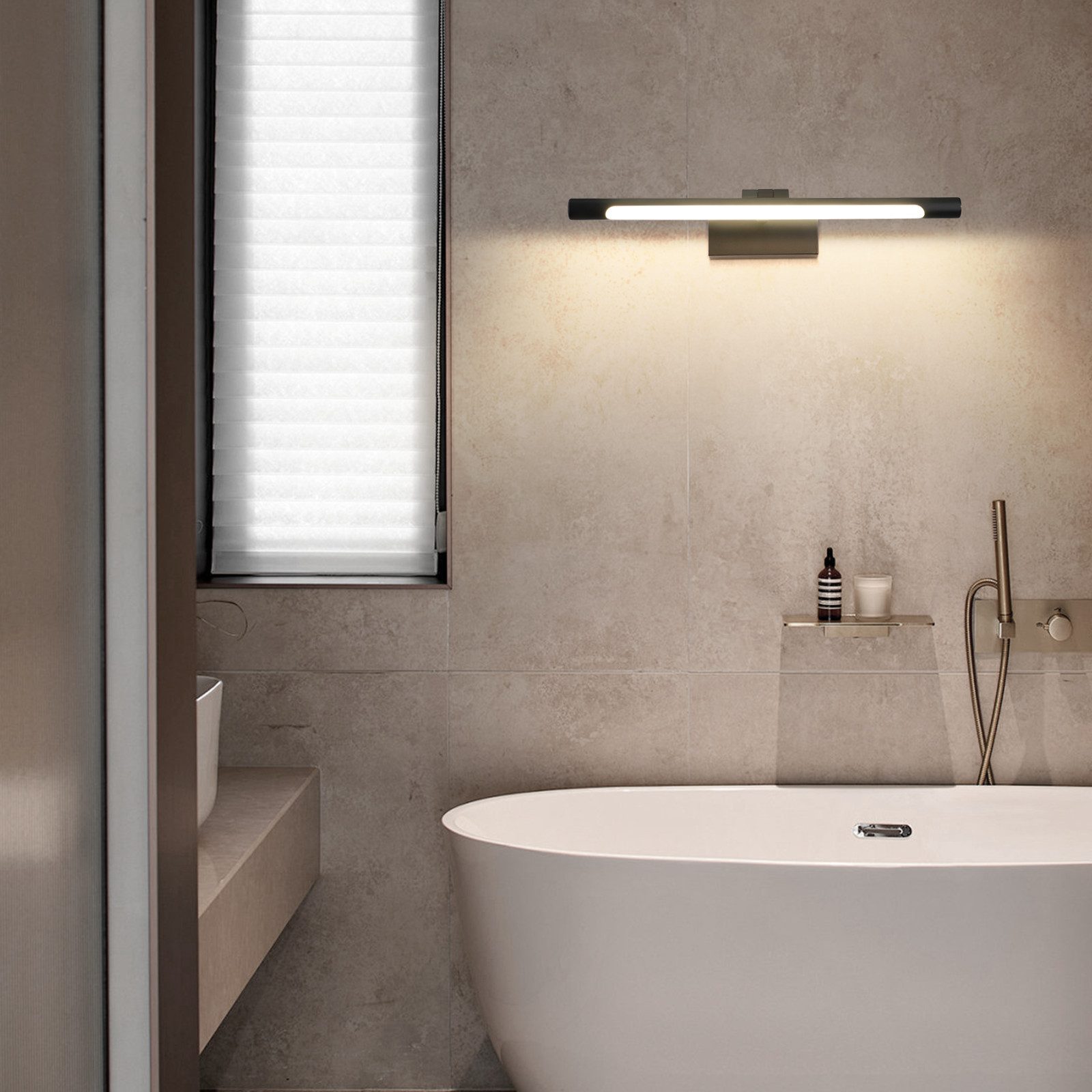 ZMH LED Spiegelleuchte 40CM 4000K Wandleuchte Schwarz Wand 6W, LED fest integriert, Neutralweiß, Spiegellampe Küche – Bild 5 von 5