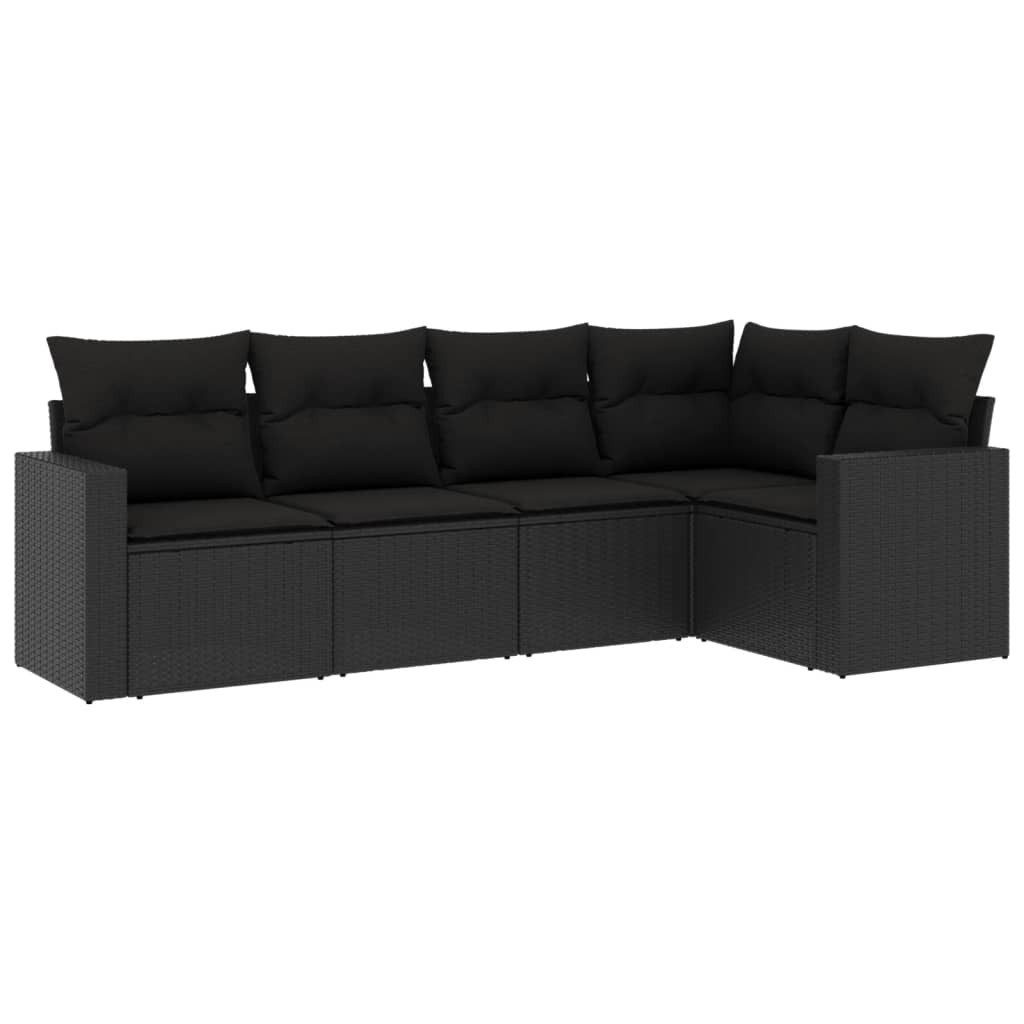 vidaXL Sofaelement 5-tlg. Garten-Sofagarnitur mit Kissen Schwarz Poly Rattan (1 St)
