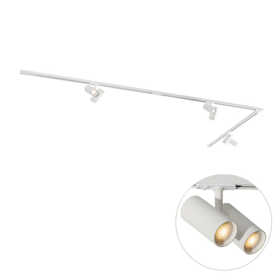 Qazqa Schienensystem-Sets Iconic, ohne Leuchtmittel, GU10, Weiß, Modern, Aluminium, Deckenstrahler 6-flammig