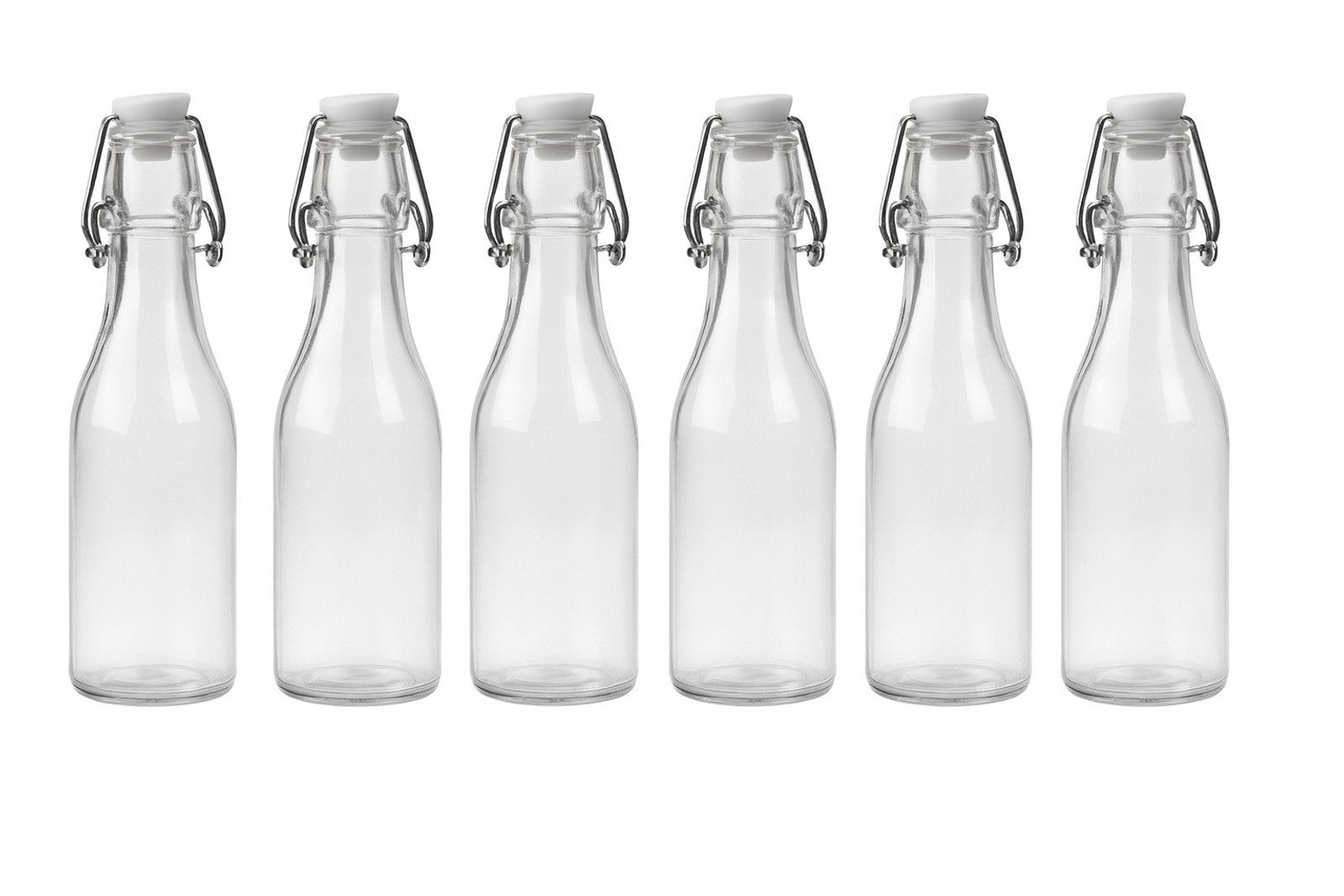 BURI Trinkflasche Drahtbügelflasche 6er-Set 0,25 Liter Glasflasche Bügel Bügelflaschen