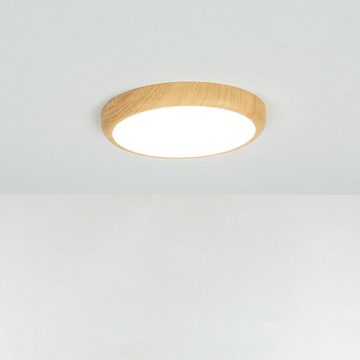 Licht-Erlebnisse Deckenleuchte LARA, LED, Neutralweiß, LED Wohnzimmer Holz (Kiefer) Weiß D: 22,5 cm 4400 K 2070 lm LARA