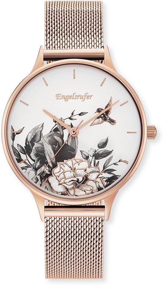 Engelsrufer Quarzuhr Flower ERWA-FLOWER1-MR-MR, Armbanduhr, Damenuhr, Edelstahlarmband, analog