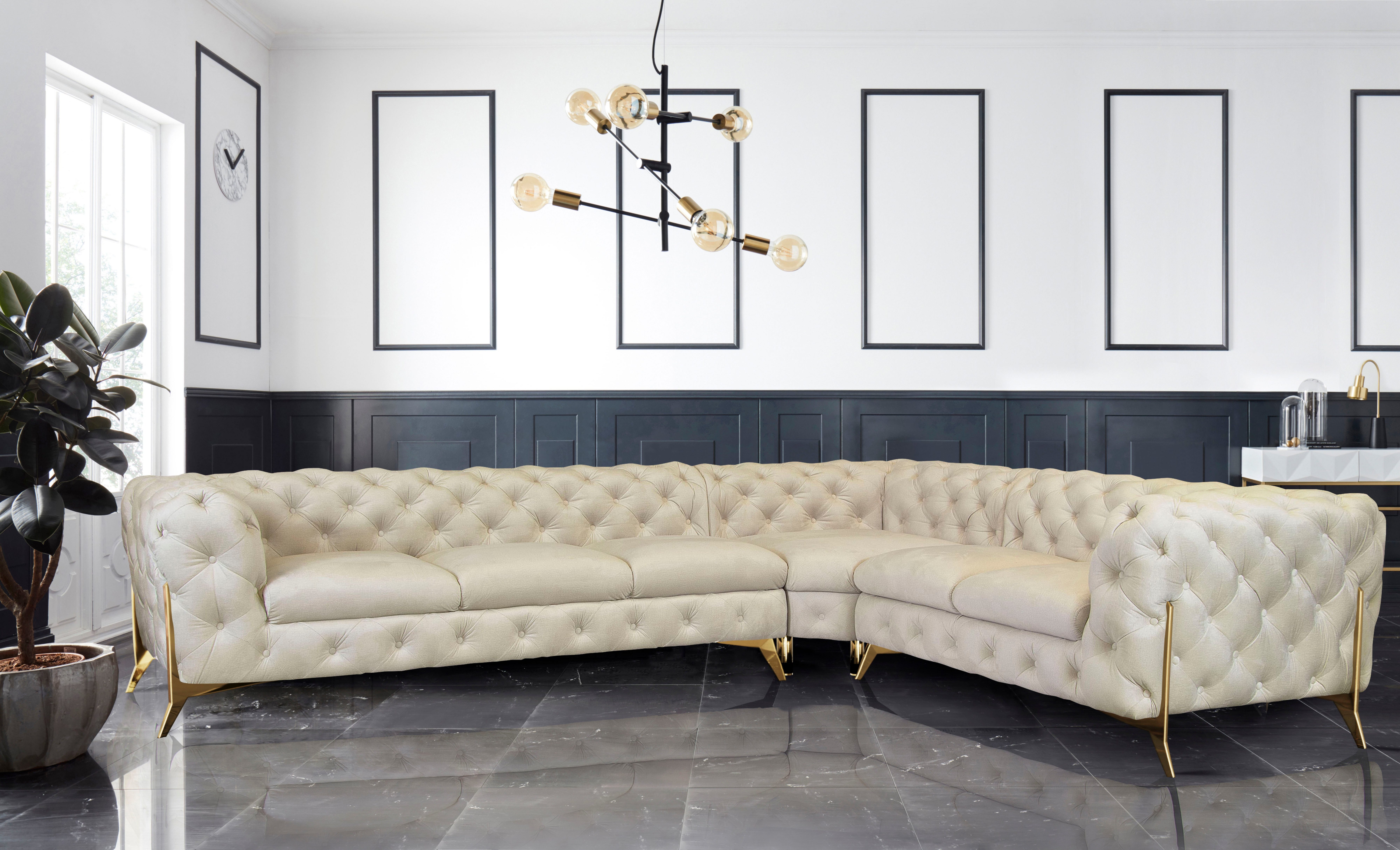 Home affaire Chesterfield-Sofa Amaury L-Form, großes Ecksofa, Chesterfield- günstig online kaufen