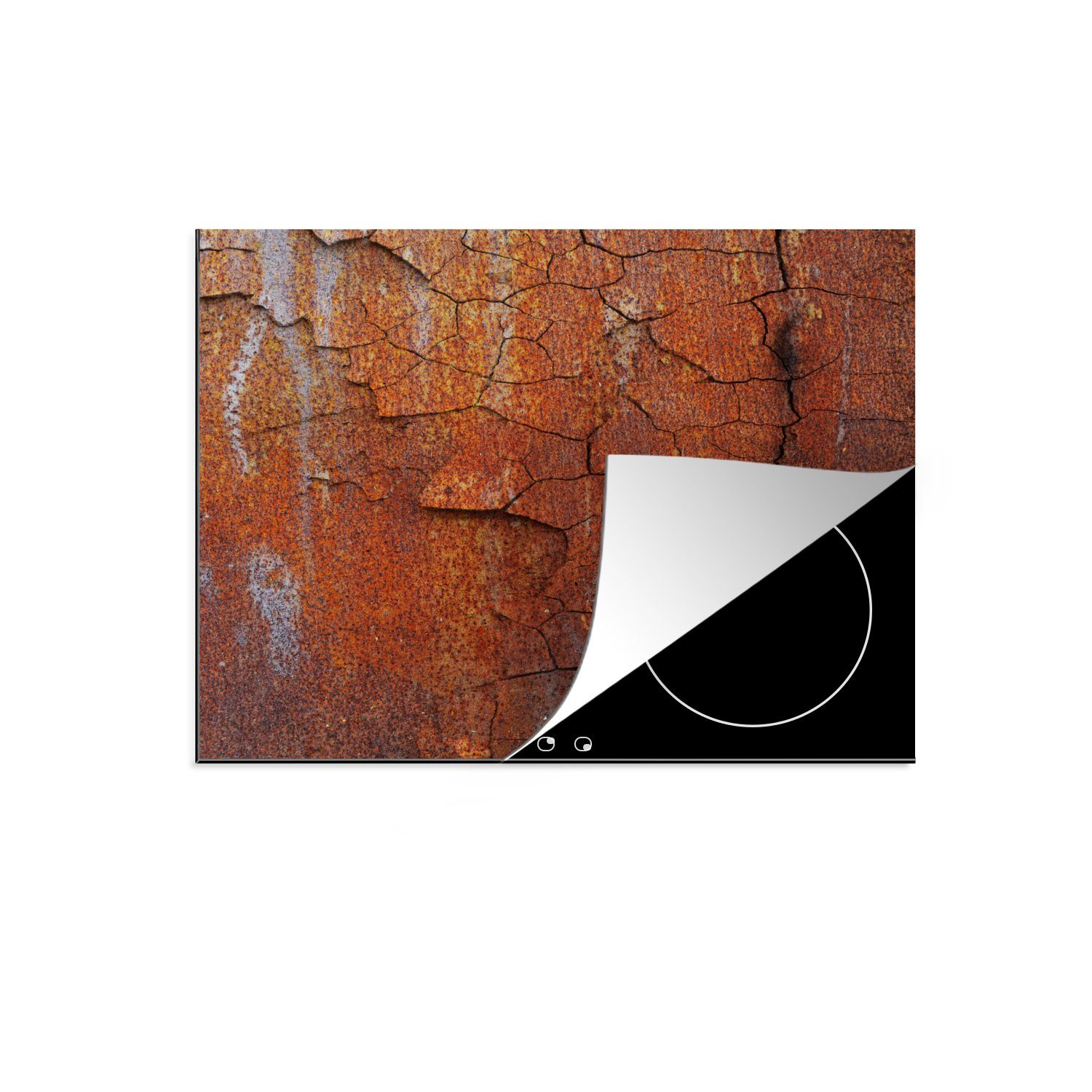 MuchoWow Herdblende-/Abdeckplatte Eisen - Rost - Industriell, Vinyl, (1 tlg), 59x51 cm, Induktionsschutz, Induktionskochfeld, Ceranfeldabdeckung