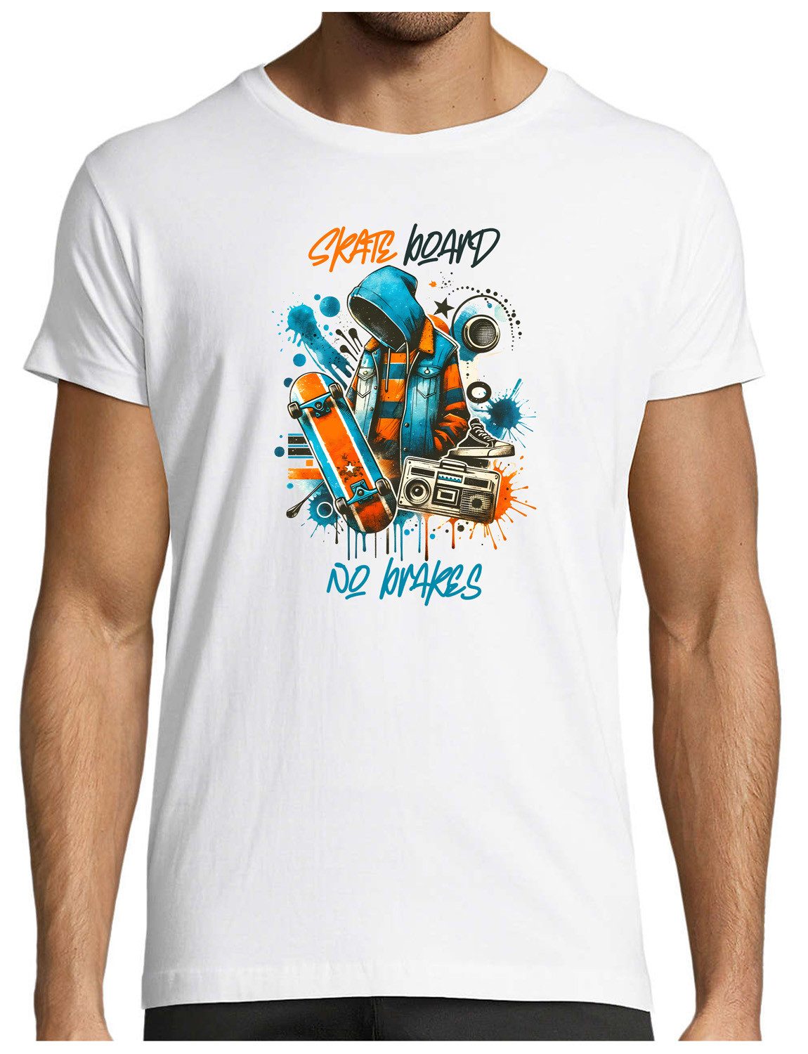 T-Shirt Herren Skater Shirt "Skateboard No Brakes"