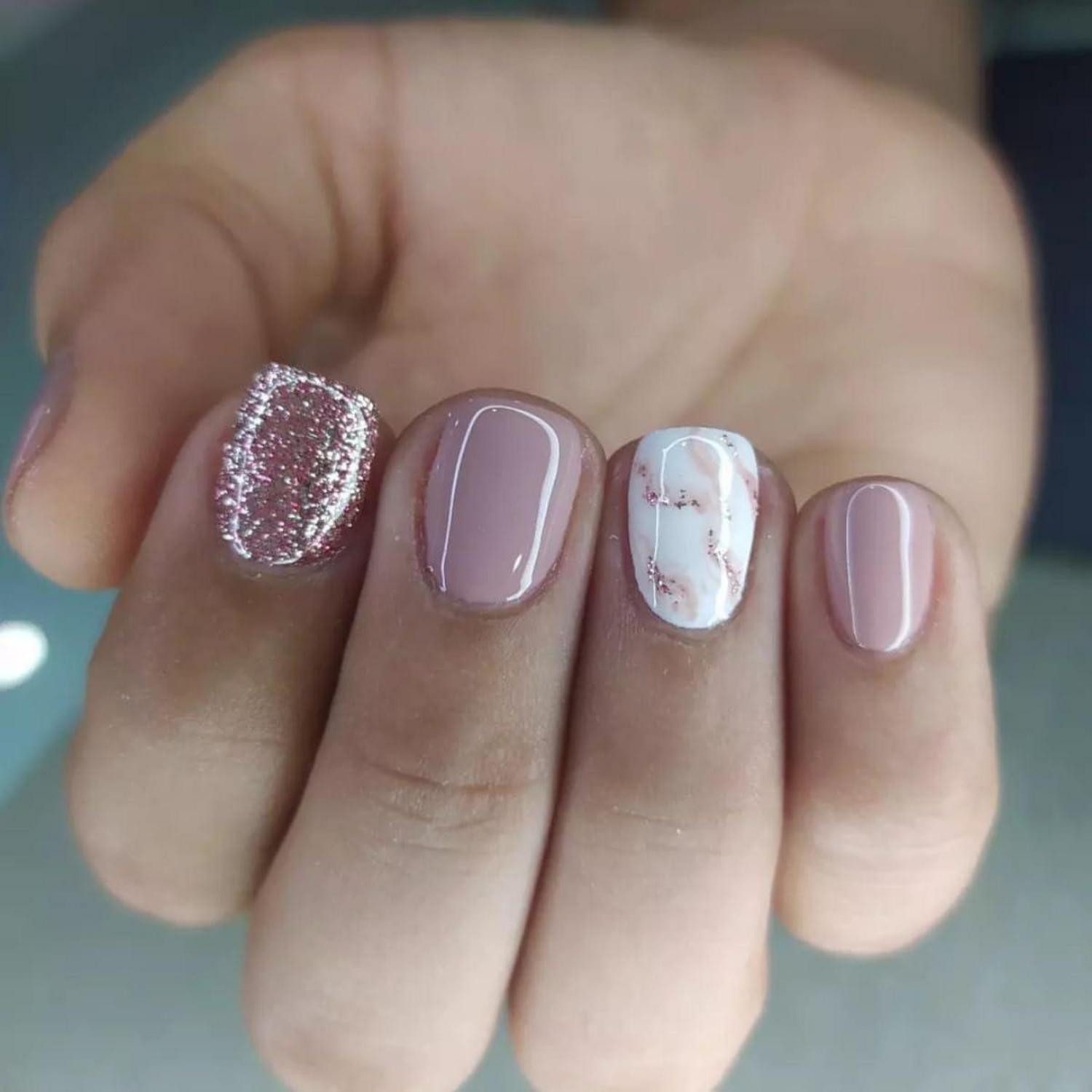 LuxusKollektion Kunstfingernägel 24 Stück Rose Eckig Glitzer Nägel Zum Aufkleben Kurz French Square