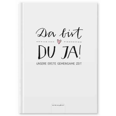 Eine der Guten Verlag Tagebuch Da bist du ja! Unsere erste gemeinsame Zeit, Babytagebuch für das 1. Jahr, Baby Diary zum Eintragen für das erste Lebensjahr, Geburtsgeschenk für Jungen & Mädchen, Premium Hardcover A5, weiß rosa