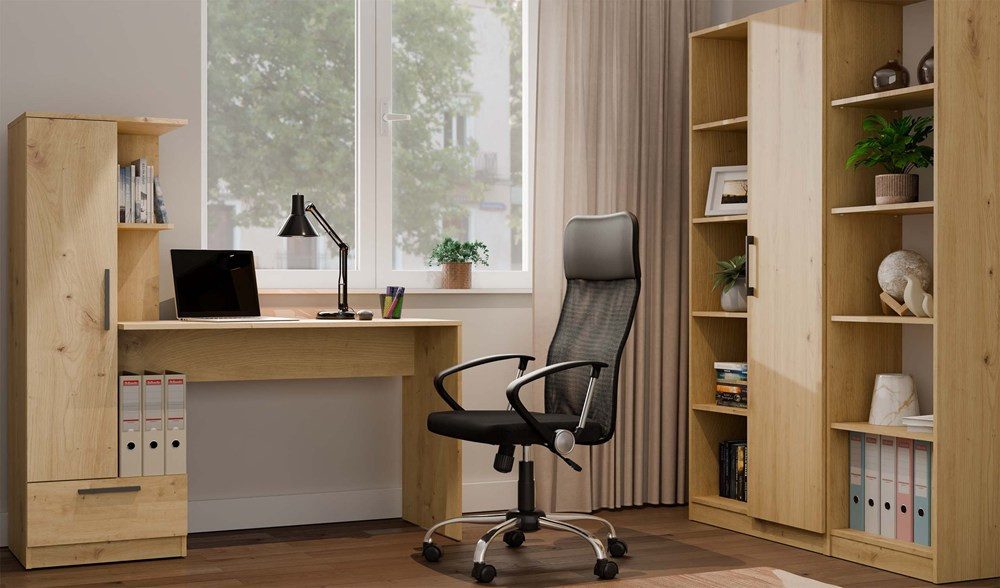 ibonto Regal-Schreibtisch Schreibtisch mit Bücherregal, Schublade und Stauraum, 2-in-1-Kombination