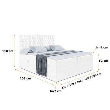 ALTDECOR Boxspringbett DAISY (Multipocket-Matratze H4. H3 Matratze Bonellfederung. Topper. Kopfteil)