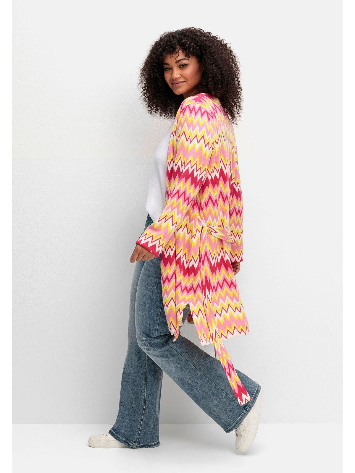 sheego by Joe Browns Longstrickjacke Große Größen im Zickzack-Jacquardmuster