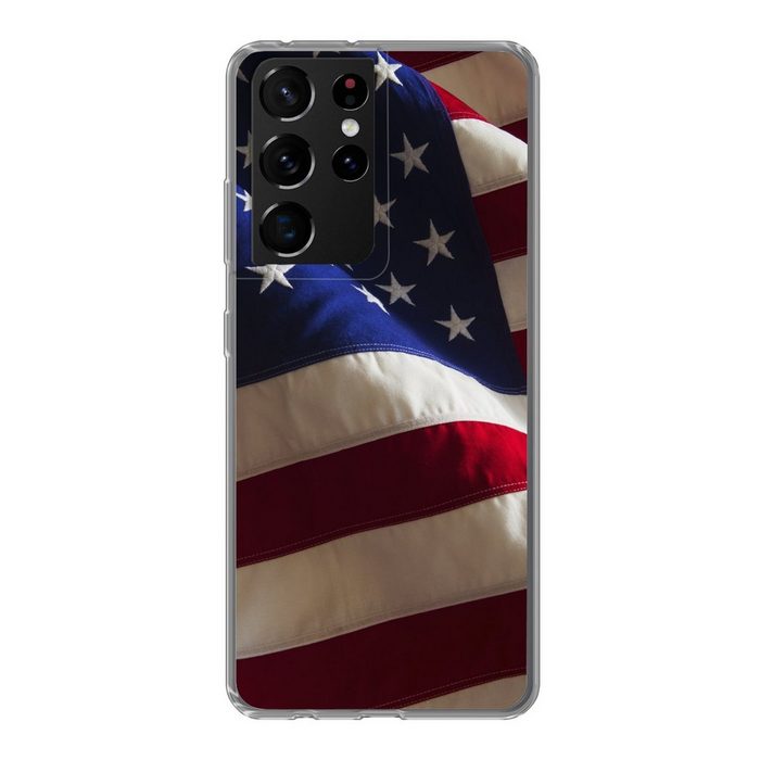 MuchoWow Handyhülle Ausschnitt aus einer Flagge der Vereinigten Staaten Phone Case Handyhülle Samsung Galaxy S21 Ultra Silikon Schutzhülle