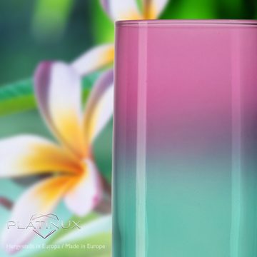 PLATINUX Glas Trinkgläser Rosa-Türkis Bunt, Glas, 360ml (max. 440ml) Wassergläser Saftgläser Longdrinkgläser