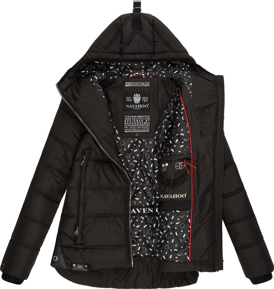 Navahoo Steppjacke Renesmee Kapuze mit Winterjacke warm schwarz gesteppte