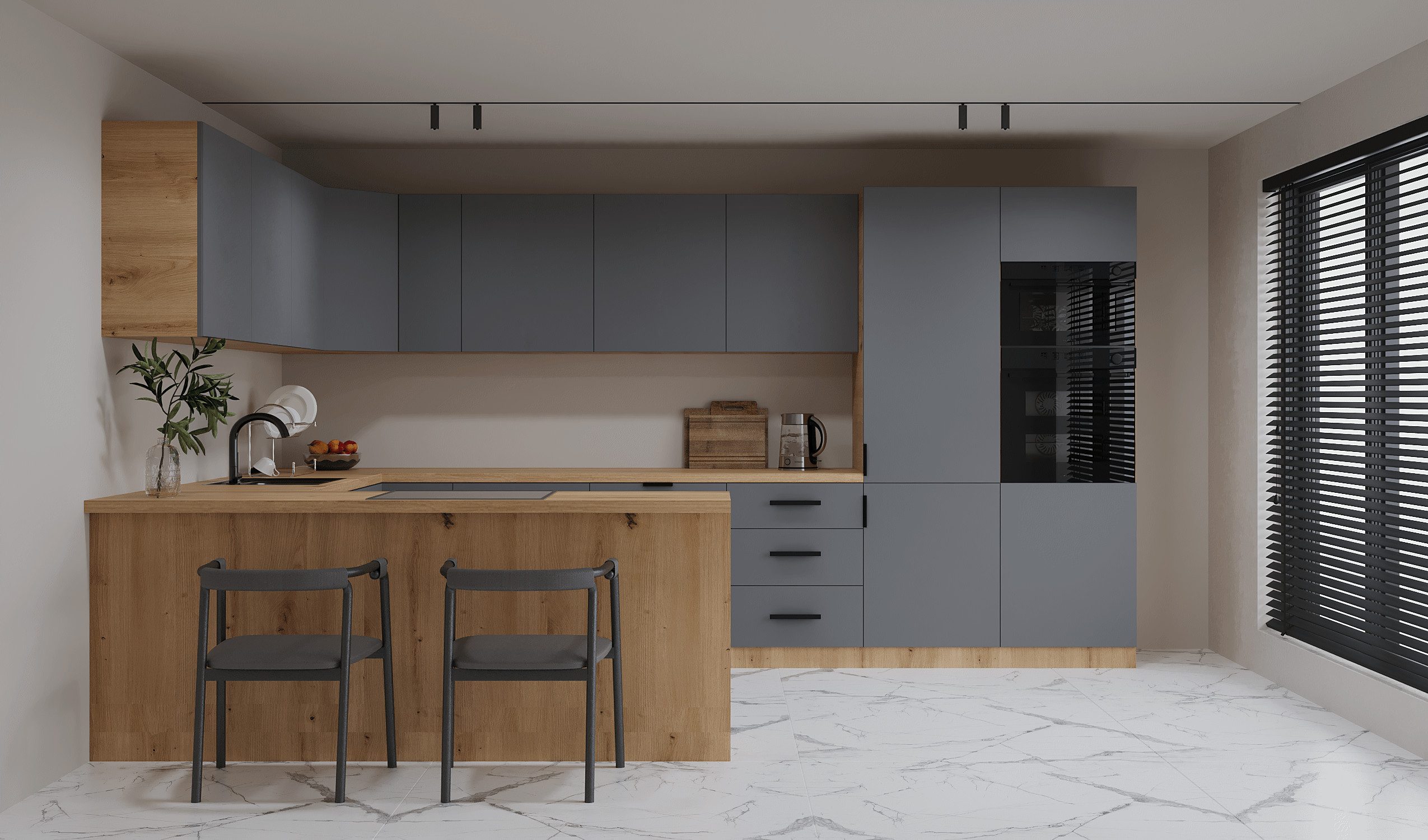 ROYAL24_MARKT Кухниzeile - K106-G860 - Langen - Design für höchste Ansprüche, (Komplett Set), Beste Güte - Innovativ - Modern.