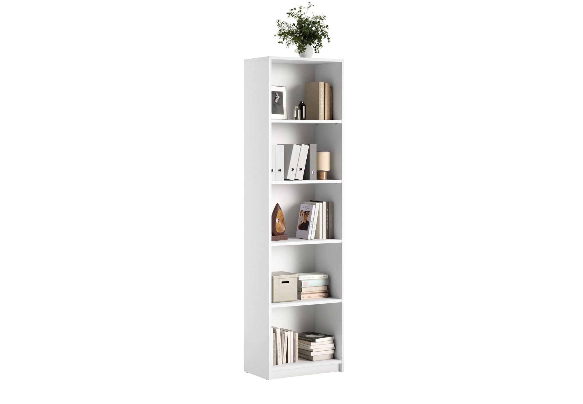 Home Collective Bücherregal Aktenregal Standregal Raumteiler mit 5 offenen Fächern aus MDF Holz, in weiß, Breite 50 cm