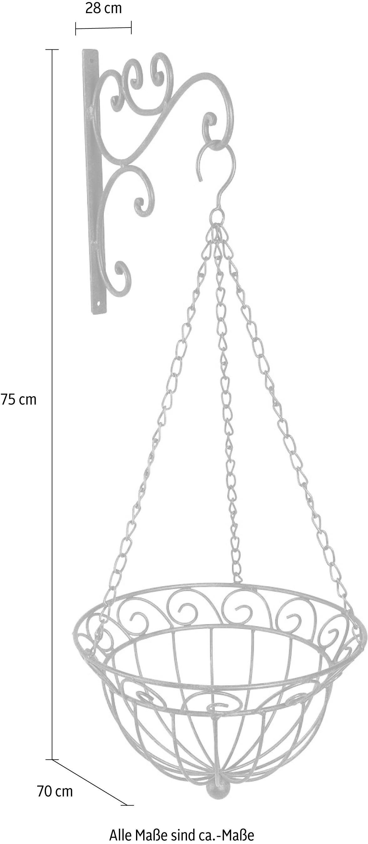 OTTO home Blumenampel mit robustem Wandhalter, aus pulverbeschichtetem Metall für draußen geeignet