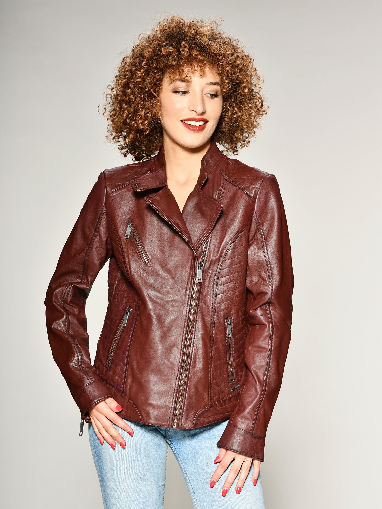 mahagony Maze Sally Lederjacke