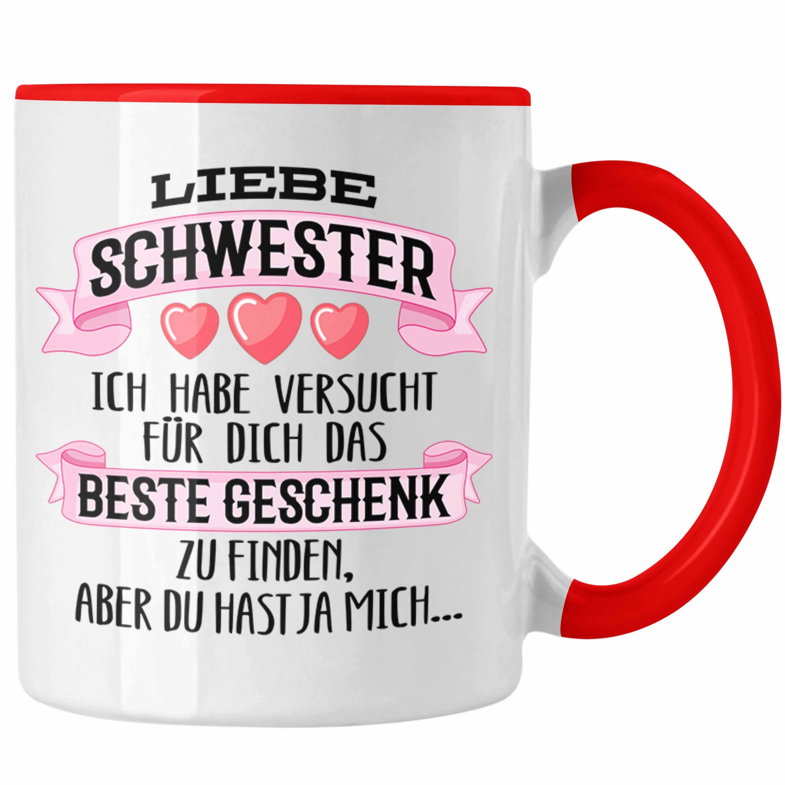 Trendation Tasse Trendation - Beste Schwester Geschenk Tasse Kaffeetasse Geburtstag Wei