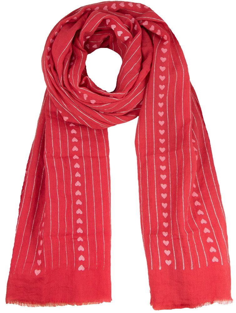Trachtenland Schal Halstuch mit Herzen und Glitzer Streifen 185 x 70 cm