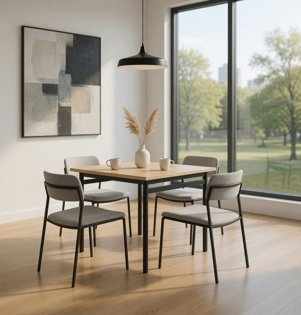 Xlmoebel Couchtisch Moderner quadratischer Couchtisch aus hellem Holz in Creme und, Made in Europa