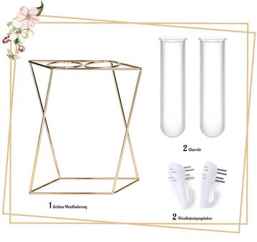 Homewit Tischvase Klare Glasvase, Kristall Blumenvase, für Wohnzimmer Hochzeit (1 St), Röhren-Blumenvase, Hydrokultur Pflanzen Küche Deko