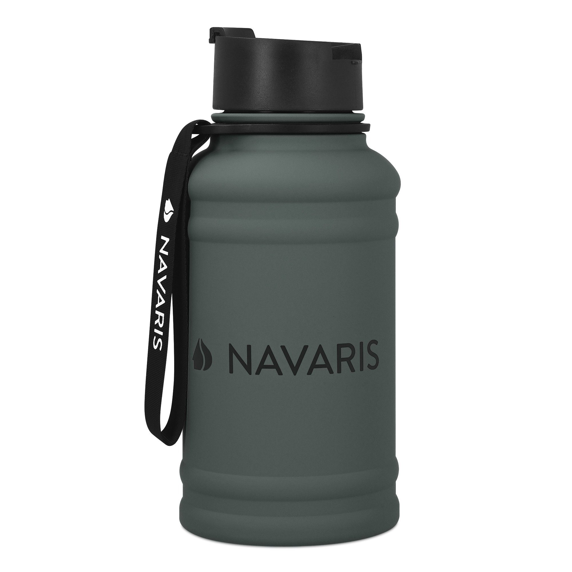 Navaris Trinkflasche 1,3 Liter Wasserflasche - Gym Bottle - Sport Flasche Water Jug Anthrazit