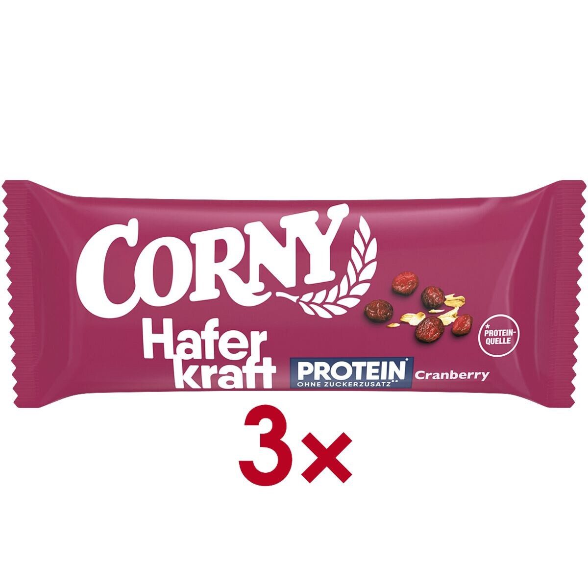 CORNY Haferkraft Protein Cranberry Riegel, 3x 40 g, Haferriegel