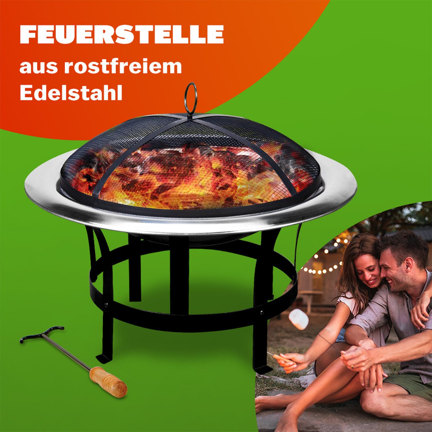 Gardebruk Feuerschale, Feuerkorb Garten Funkenschutz 75cm günstig online kaufen