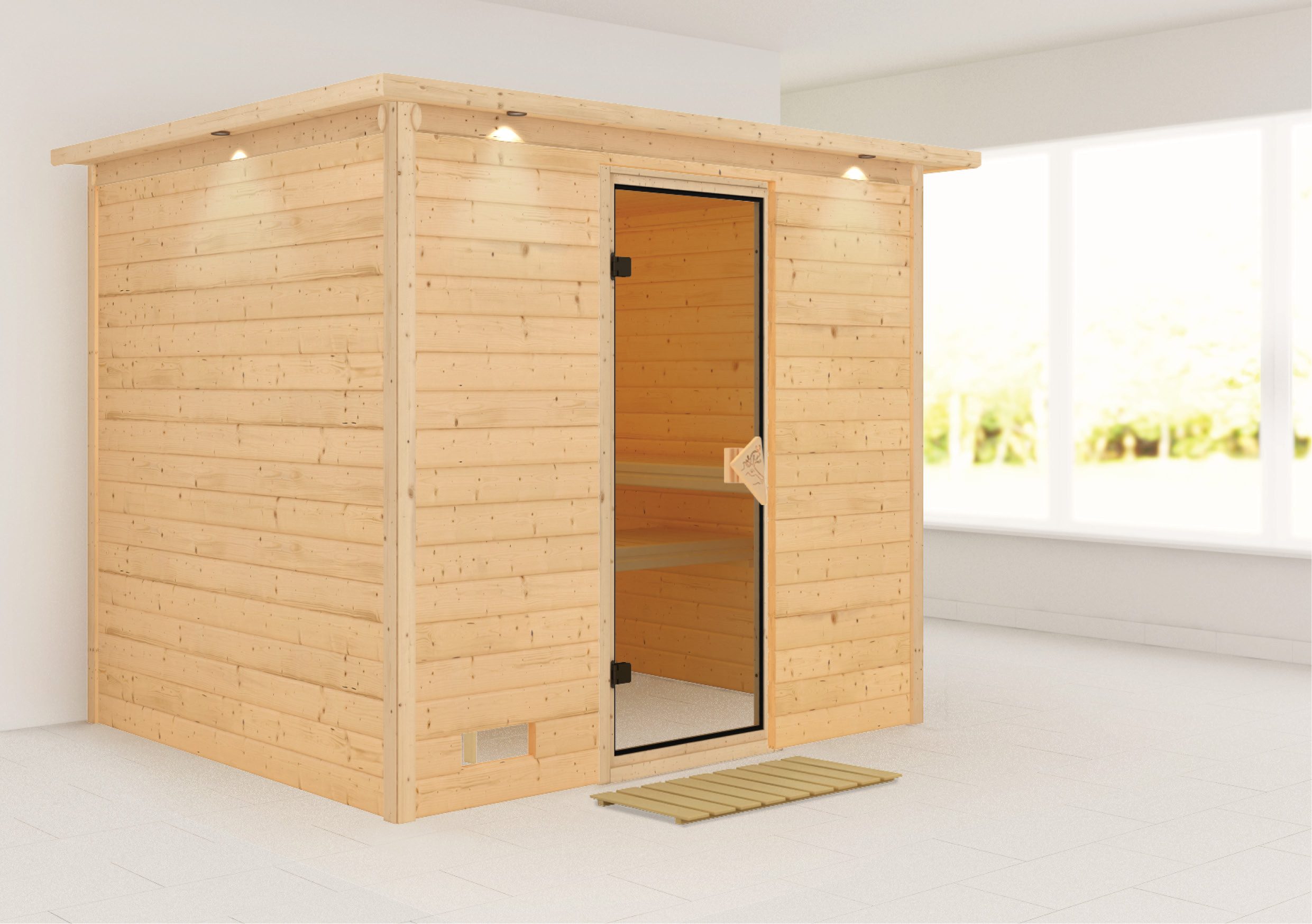 Karibu Sauna Soraja, BxTxH: 259 x 210 x 205 cm, 40 mm, (Set) ohne Ofen
